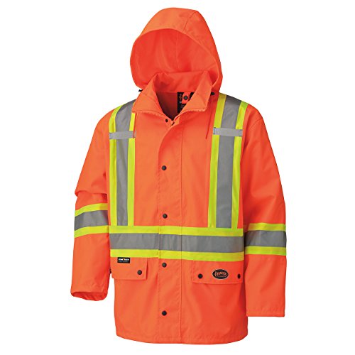 Pioneer V1110250-3XL High Visibility Waterproof Safety Jacket, 2 Radio Clip Straps, Orange, 3X-Large - Clothing - Proindustrialequipment