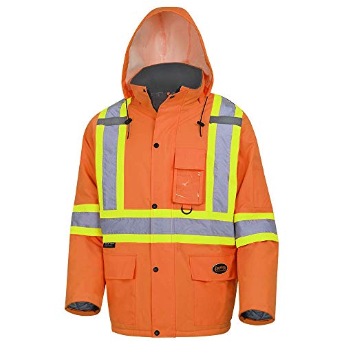 Pioneer Waterproof CSA High-Visibility Winter Safety Parka, 28º C Insulation, Multi-Pockets & Lightweight, Orange, 2XL, V1150150-2XL - Clothing - Proindustrialequipment
