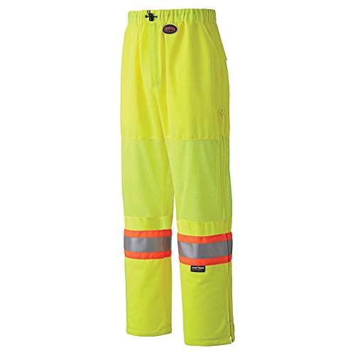 Pioneer Easy Boot Access 5 Pockets Work Pants, Adjustable Elastic Waist, Hi Vis and Reflective Stripe, Yellow-Green, XL, V1070360-XL - Clothing - Proindustrialequipment