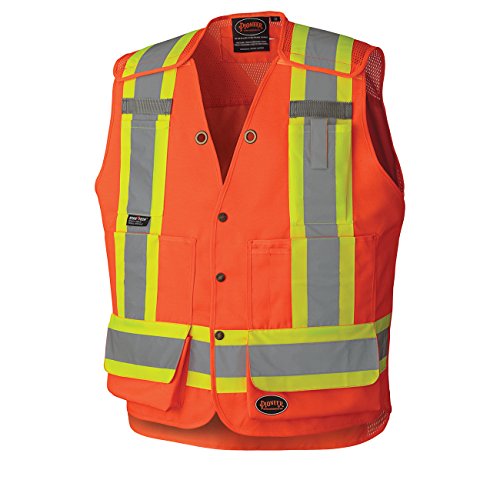 Pioneer High Visibility 5 Point Tear-Away Surveyor Safety Vest, Extra-Long Back, Orange, 2XL, V1010850-2XL - Clothing - Proindustrialequipment