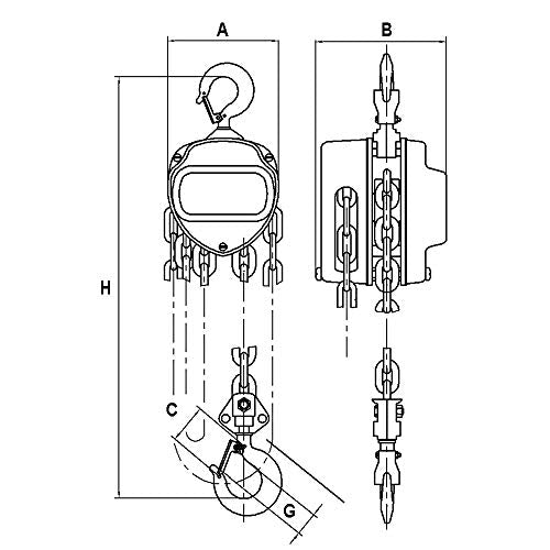 Jet 101012-1 Ton 10-Feet Lift Vch Series Chain Hoist - Manual Hoist - Proindustrialequipment