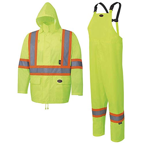 Pioneer V1080360-2XL 150D Hi-Viz Oxford Poly/PU Waterproof Suit - Hi-Viz Yellow/Green, 2XL - Clothing - Proindustrialequipment