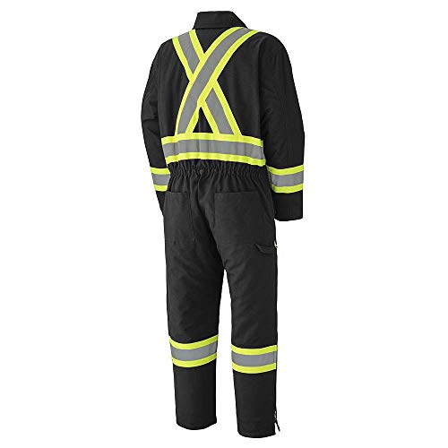 Pioneer Winter Heavy-Duty High Visibility Insulated Work Coverall, Quilted Cotton Duck Canvas, Hip-to-Ankle Zipper, Black, S, V206097A-S - Clothing - Proindustrialequipment