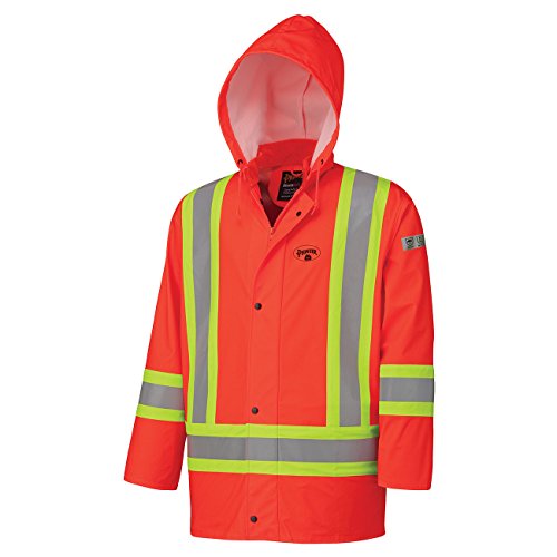 Pioneer V3520150-5XL FR Oil & Chemical Resistant Rain Jacket - Hi-Vis Lightweight, Orange, 5XL - Clothing - Proindustrialequipment