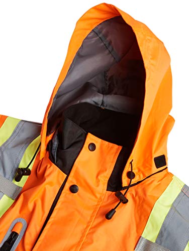 Pioneer V1130150-S Premium High Visibility Safety Jacket-Waterproof, Orange, Small - Clothing - Proindustrialequipment