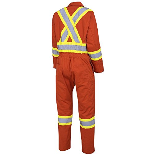 Pioneer Women CSA High Visibility Work Coverall With Adjustable Wrist, Action Back and Elastic Waist, Orange, L, V2020450-L - Clothing - Proindustrialequipment