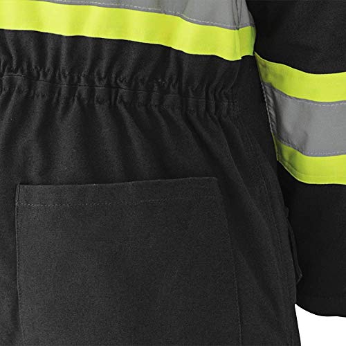 Pioneer Winter Heavy-Duty High Visibility Insulated Work Coverall, Quilted Cotton Duck Canvas, Hip-to-Ankle Zipper, Black, L, V206097A-L - Clothing - Proindustrialequipment