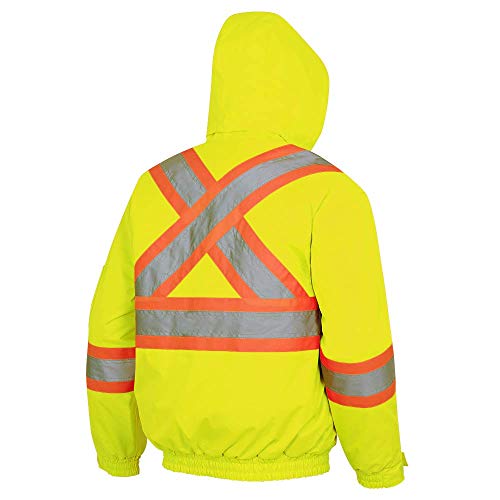 Pioneer V1150260-2XL Winter Quilted Safety Bomber Jacket-Waterproof, Yellow-Green, 2XL - Clothing - Proindustrialequipment
