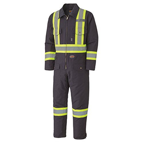 Pioneer Winter Heavy-Duty High Visibility Insulated Work Coverall, Quilted Cotton Duck Canvas, Hip-to-Ankle Zipper, Navy Blue, 2XL, V206098A-2XL - Clothing - Proindustrialequipment