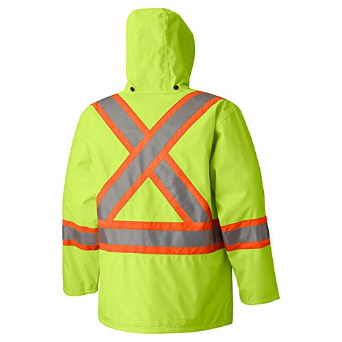 Pioneer V1110660-2XL High Visibility Waterproof Safety Jacket, 2 Radio Clip Straps, Green, 2X-Large - Clothing - Proindustrialequipment