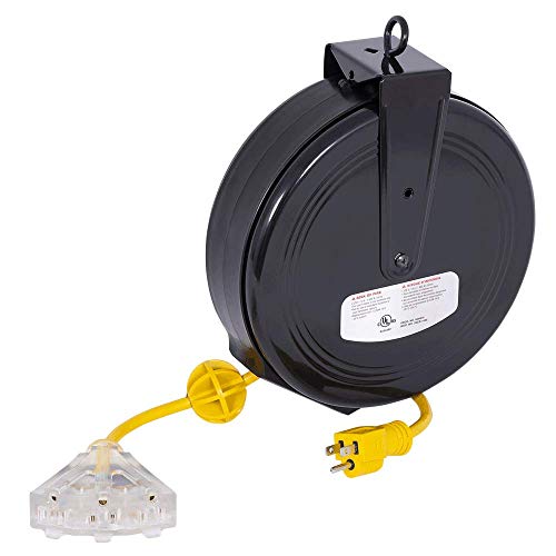 StarTech 849875 14 Gauge Steel Retractable Extension Cord (30 Ft) - Jet - Proindustrialequipment