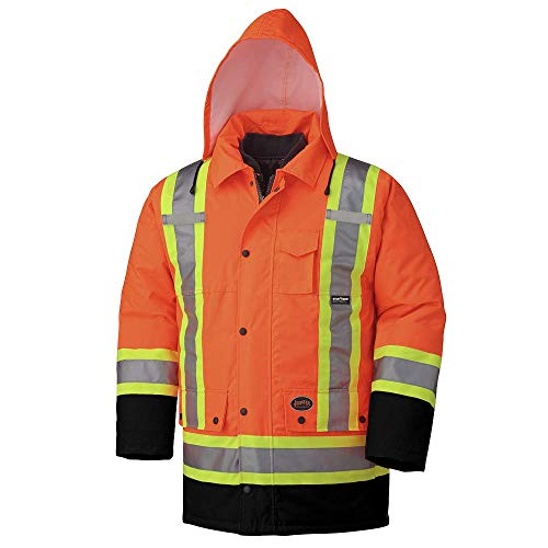 Pioneer V1120151-2XL Winter 6-in-1 Parka Jacket - 100% Waterproof hi-viz Rainwear, Orange, 2XL - Clothing - Proindustrialequipment