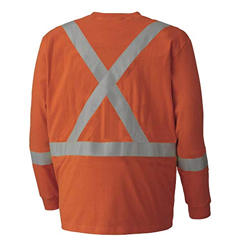 Pioneer Flame Resistant Cotton Long Sleeve High Visibility Safety Work Shirt, Orange, 5XL, V2580450-5XL - Clothing - Proindustrialequipment