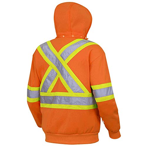 Pioneer V1060350-L High Visibility Safety Hoodie, Polyester Fleece, Orange, L - Clothing - Proindustrialequipment