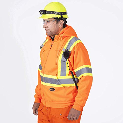 Pioneer V1060350-M High Visibility Safety Hoodie, Polyester Fleece, Orange, M - Clothing - Proindustrialequipment