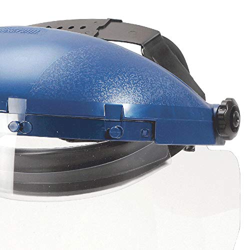 Sellstrom S38110 Series Blue Plastic Crown/Chin Guard and Clear Window Protective Faceshield with Ratchet Headgear - Eye Protection - Proindustrialequipment