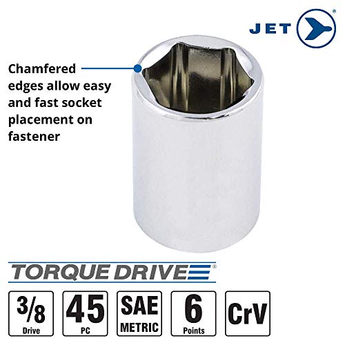 Jet 45-Piece 3/8-inch Drive SAE/Metric, 6 Point, Ratchet Wrench Chrome Socket Set, 600241 - Sockets and Tools Set - Proindustrialequipment