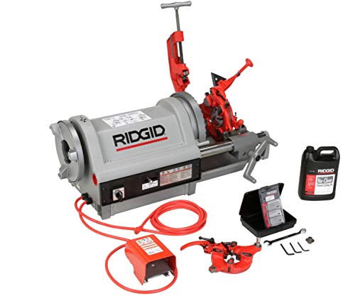 Ridgid 26092 Model 1224 Pipe Threading Machine, 36/12 RPM Pipe Threading Machine with Hammer Chuck, 1/2-Inch to 4-Inch Pipe Dies and Npt Threading Die Head - Dies and Fittings - Proindustrialequipment