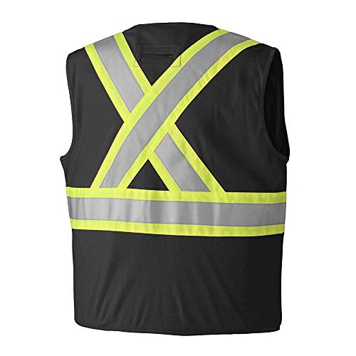 Pioneer Flame Resistant (FR) Hi Vis Cotton Work Safety Vest, Phone Pocket, Black, 3XL, V2510170-3XL - Clothing - Proindustrialequipment