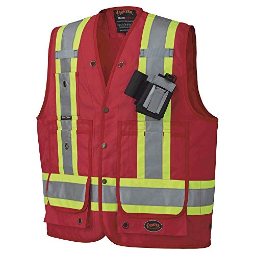 Pioneer CSA Heavy-Duty Reflective Surveyor Work Safety Vest, Radio Pocket and Pen Slots, Red, 3XL, V1010510-3XL - Clothing - Proindustrialequipment