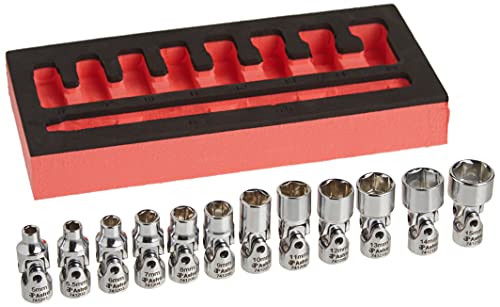 Astro Pneumatic 7412 1/4-Inch Drive Flex Socket Set, 6 Point - Metric, 12-Piece - Proindustrialequipment