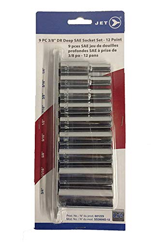 Jet 9-Piece 3/8-inch Drive SAE, Deep, 12 Point, Chrome Socket Set, 601229 - Sockets and Tools Set - Proindustrialequipment