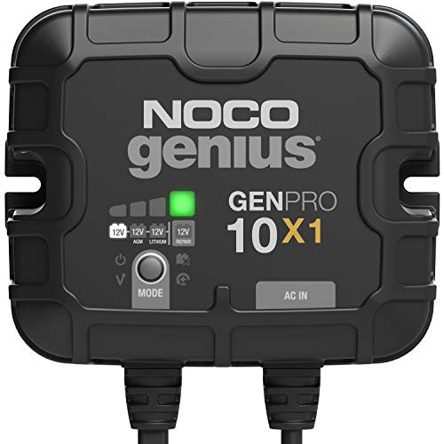 NOCO Genius GENPRO10X1, 1-Bank, 10-Amp (10-Amp Per Bank) Fully-Automatic Smart Marine Charger, 12V Onboard Battery Charger, Battery Maintainer and Battery Desulfator with Temperature Compensation