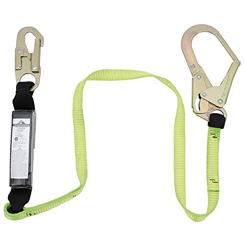 PeakWorks CSA 4' (1.2 m) Shock Pack - Snap & Form Hooks - Twin Leg 100% Tie Off - E6 Shock Absorbing Fall Arrest Lanyard Connector, 1" Webbing, V8104424 - Fall Protection - Proindustrialequipment