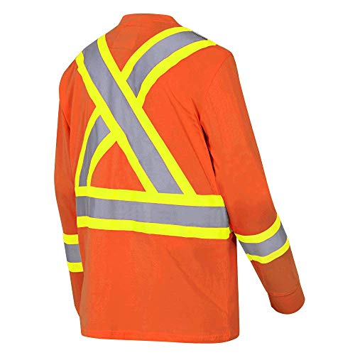 Pioneer 100% Cotton High Visibility Long Sleeve Shirt, Startech Reflective Tape, Orange, S, V1050850-S - Clothing - Proindustrialequipment