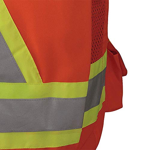 Pioneer Lightweight Durable Hi Vis Surveyor Safety Vest, Multi-Pocket, Snap Button, Orange, 2XL, V1010150-2XL - Clothing - Proindustrialequipment