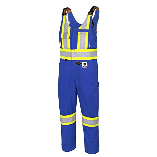 Pioneer FR 7-Pocket Overall Bib Work Pants, Premium Cotton & Nylon Blend, Reflective Stripes, Blue, 3XL, V2540450-3XL - Clothing - Proindustrialequipment