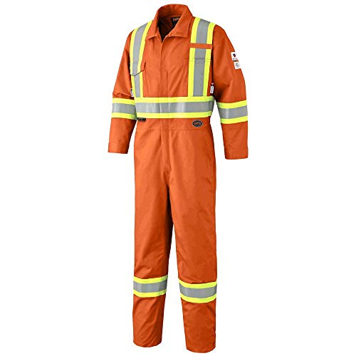 Pioneer CSA UL ARC 2 Lightweight Flame Resistant Work Coverall, Hi Vis Premium Cotton Nylon, Action Back, Tall Fit, Orange, 46, V254035T-46 - Clothing - Proindustrialequipment