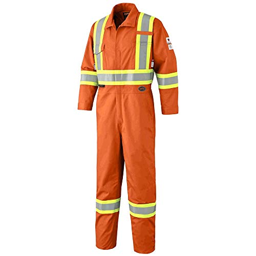 Pioneer CSA UL ARC 2 Lightweight Flame Resistant Work Coverall, Hi Vis Premium Cotton Nylon, Action Back, Tall Fit, Orange, 50, V254035T-50 - Clothing - Proindustrialequipment