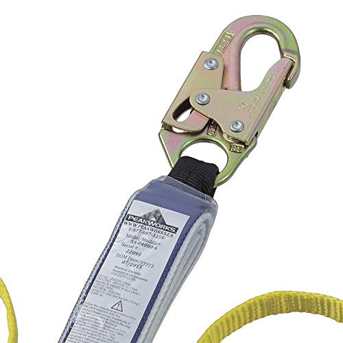 PeakWorks CSA 6' (1.8 m) Shock Pack - Snap Hooks - Twin Leg 100% Tie Off - E6 Shock Absorbing Fall Arrest Lanyard Connector, 1" Webbing, V8104406 - Fall Protection - Proindustrialequipment