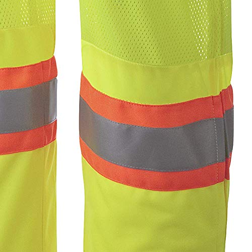 Pioneer Hi Vis Overall Bib Work Pants, Mesh Ventilation Pannel, 7 Pockets, Reflective Stripe, Green, 3XL, V1070460-3XL - Clothing - Proindustrialequipment