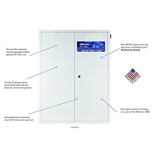 Sellstrom S90494 Model 2000 Education/Medical Industry Germicidal Cabinet, Safety Glasses and Goggle Sanitizer - 99.4% Kill Rate, White - Organization - Proindustrialequipment