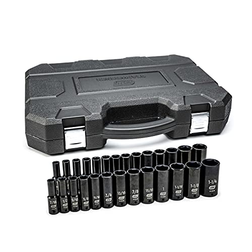 GearWrench 27 Pc. 1/2" Drive 6 Point Deep Impact SAE/Metric Socket Set - 84949N, Black