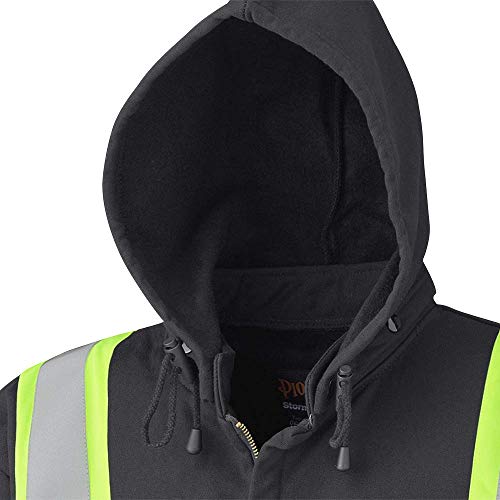 Pioneer V2570470-XL Flame Resistant Heavyweight Safety Hoodie, Zip Style, Refl. Tape, Black, XL - Clothing - Proindustrialequipment