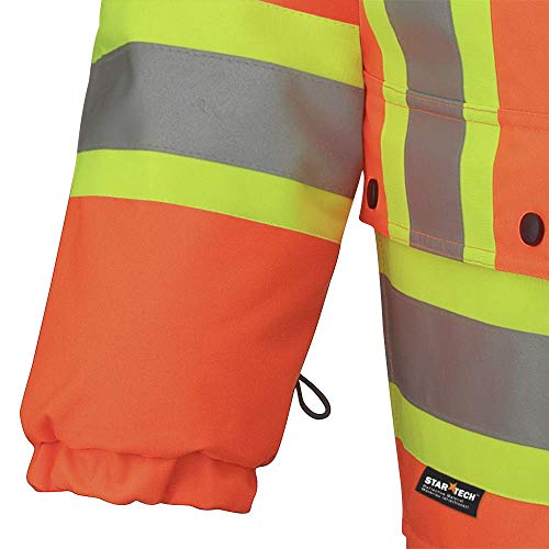 Pioneer V1120150-2XL Hi-Viz Waterproof 6-in-1 Safety Parka Jacket, 2 Large Cargo Pockets, Orange, 2XL - Clothing - Proindustrialequipment