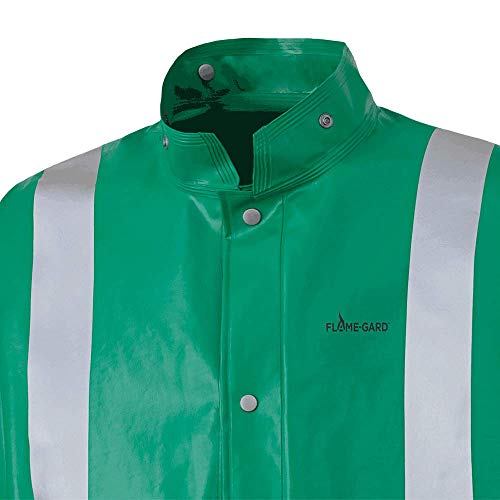 Pioneer V2241740-2XL Chemical Resistant FR Reflective Safety Coat, Waterproof, Waterproof, Green-2XL - Clothing - Proindustrialequipment