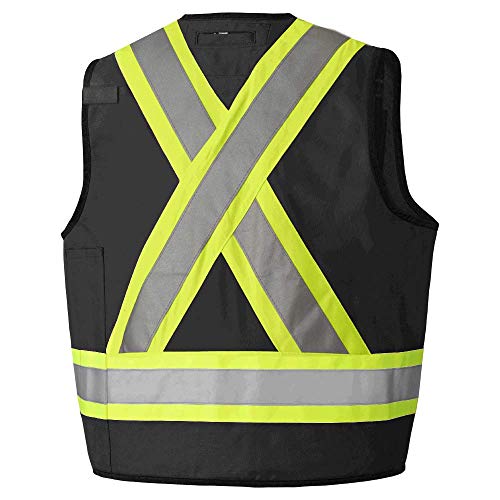 Pioneer CSA Heavy-Duty Reflective Surveyor Work Safety Vest, Radio Pocket and Pen Slots, Black, 2XL, V1010570-2XL - Clothing - Proindustrialequipment