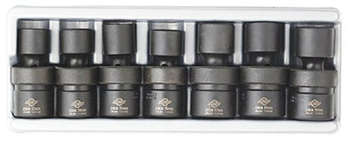 Sunex 2655 Juego de vasos de impacto métricos estándar universales con accionamiento de 1/2 pulgada, 7 piezas