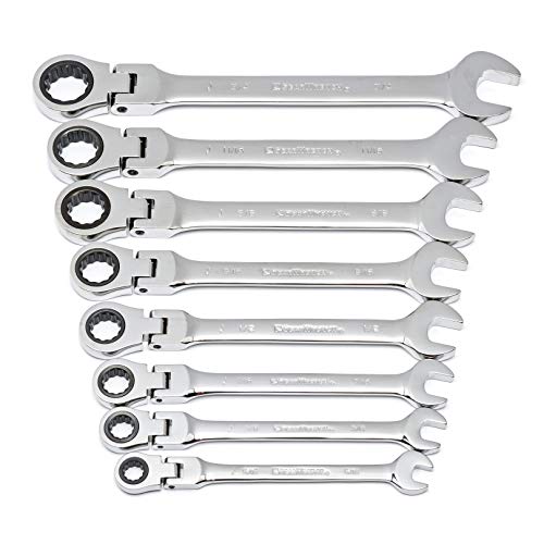 GEARWRENCH 8 Pc. 12 Pt. Flex Head Ratcheting Combination Wrench Set, SAE - 9701