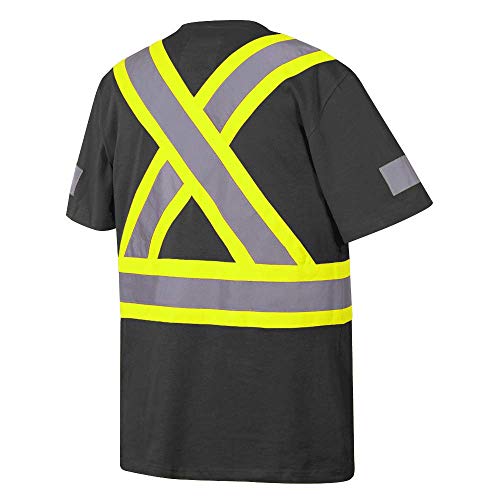 Pioneer 100% Cotton Reflective Safety T-Shirt, Black, S, V1050570-S - Clothing - Proindustrialequipment