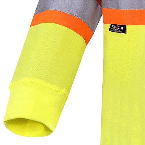 Pioneer 100% Cotton High Visibility Long Sleeve Shirt, Startech Reflective Tape, Yellow/Green, L, V1050860-L - Clothing - Proindustrialequipment