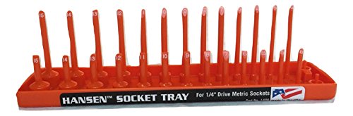 Hansen Global 1406 1/4" Drive Metric Regular & Deep Socket Holder, Orange