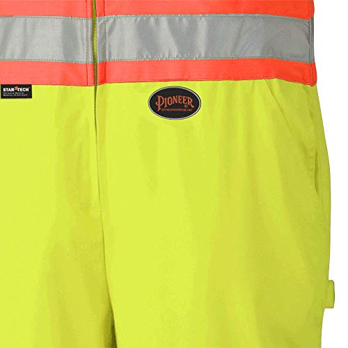 Pioneer 7-Pocket CSA High Visibility Safety Work Overall Bib Pants, Adjustable Elastic Suspenders, Tall Fit, Yellow/Green, 46, V203016T-46 - Clothing - Proindustrialequipment