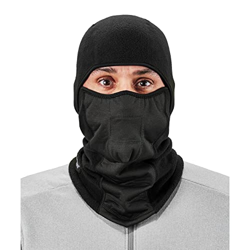 Ergodyne N-Ferno 6823 Balaclava Ski Mask, Wind-Resistant Face Mask, Hinged Design to Wear as Neck Gaiter, Black