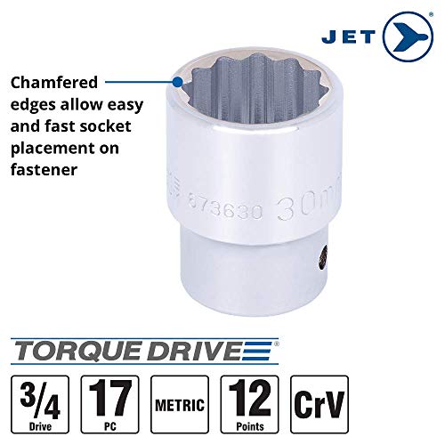 Jet 17-Piece 3/4-inch Drive Metric, Regular, 12 Point, Chrome Socket Set, 601406 - Sockets and Tools Set - Proindustrialequipment