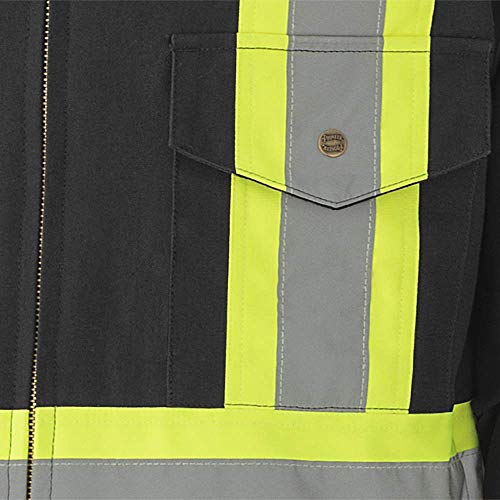 Pioneer Winter Heavy-Duty High Visibility Insulated Work Coverall, Quilted Cotton Duck Canvas, Hip-to-Ankle Zipper, Black, S, V206097A-S - Clothing - Proindustrialequipment